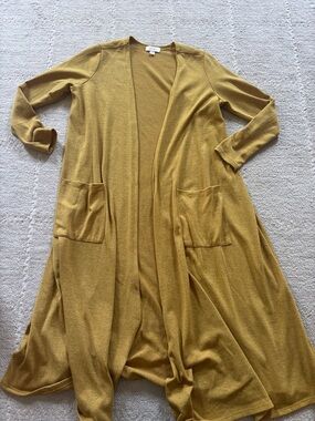 LuLaRoe Women's Long Open-Front Cardigan in Mustard